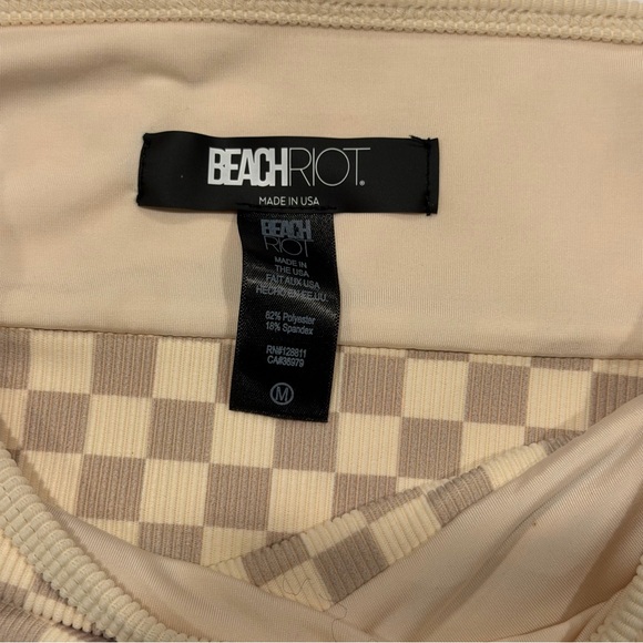 NWOT Beach Riot Eva Bikini in Tan Checkered Top M and Bottoms L High Waisted Set - Picture 7 of 15